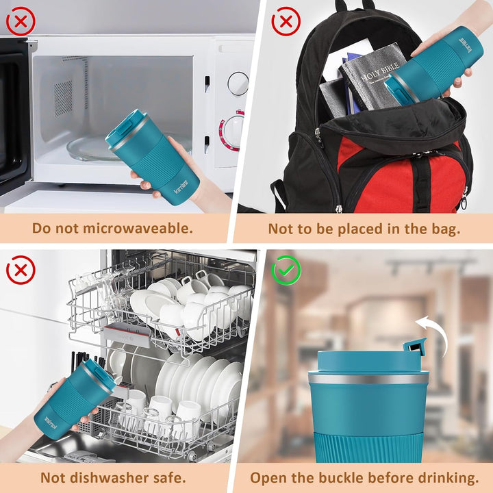 KETIEE Kaffeebecher to go,510ml Thermobecher Kaffee-to-go,Kaffeebecher Thermo,Doppelwandig Reisebech