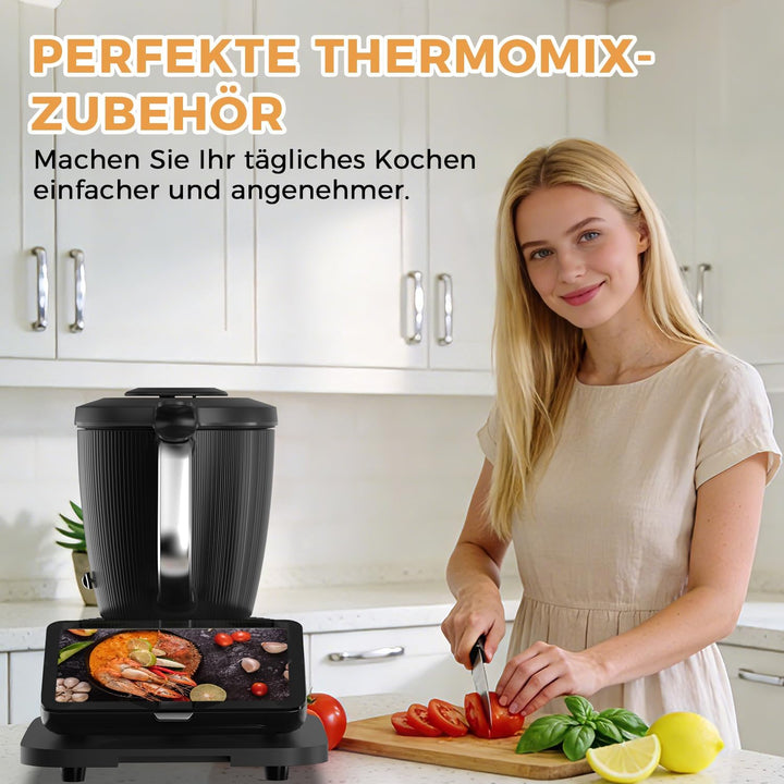 Gleitbrett TM7 für Thermomix, Brett für Thermomix mit 360° Rollen Gummifüssen, Bambus TM7 Gleitbrett