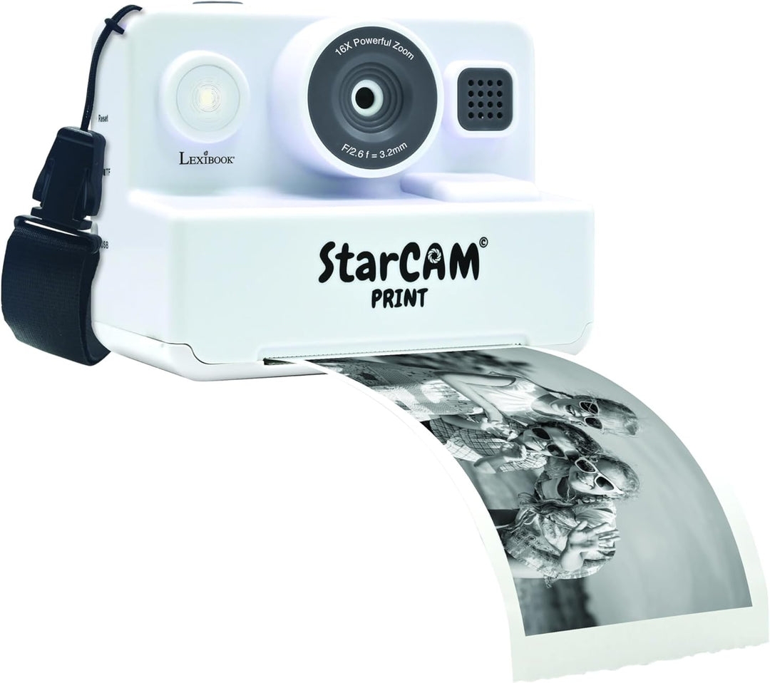 Lexibook, StarCAM Print HD, Kamera mit Sofortdrucker, Foto-, Video-, Selfie-, Musik- und Spielfunkti