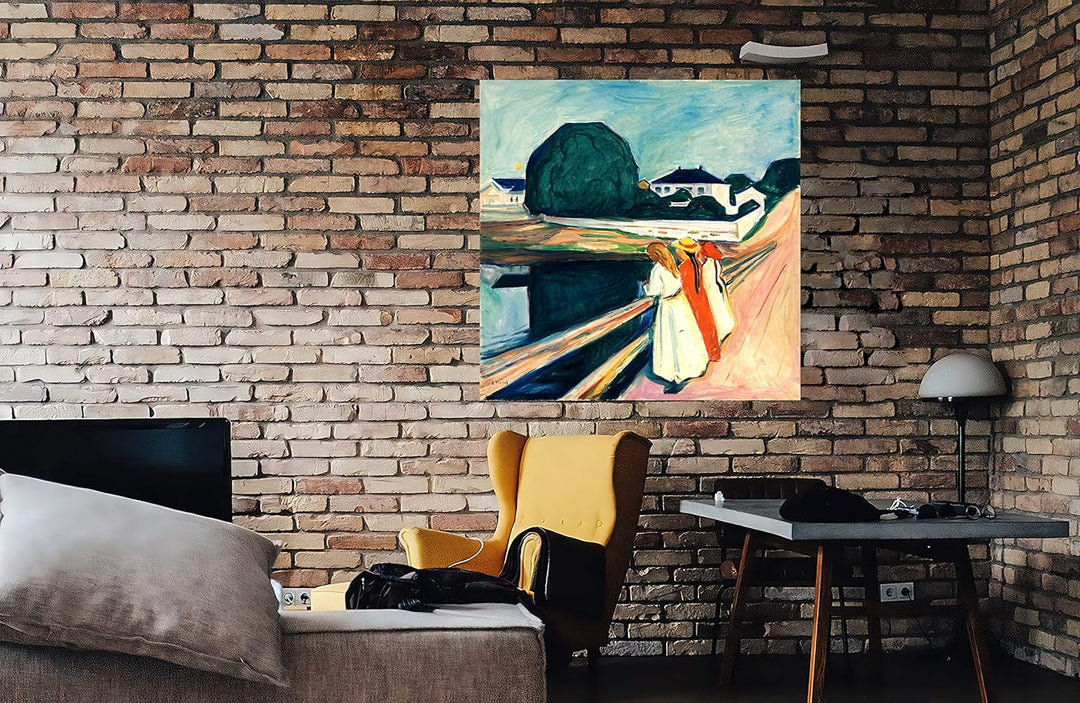 Edvard Munch Leinwanddruck, Mädchen auf der Brücke, HD-Qualität, moderne Bilder für Zuhause, Büro, W