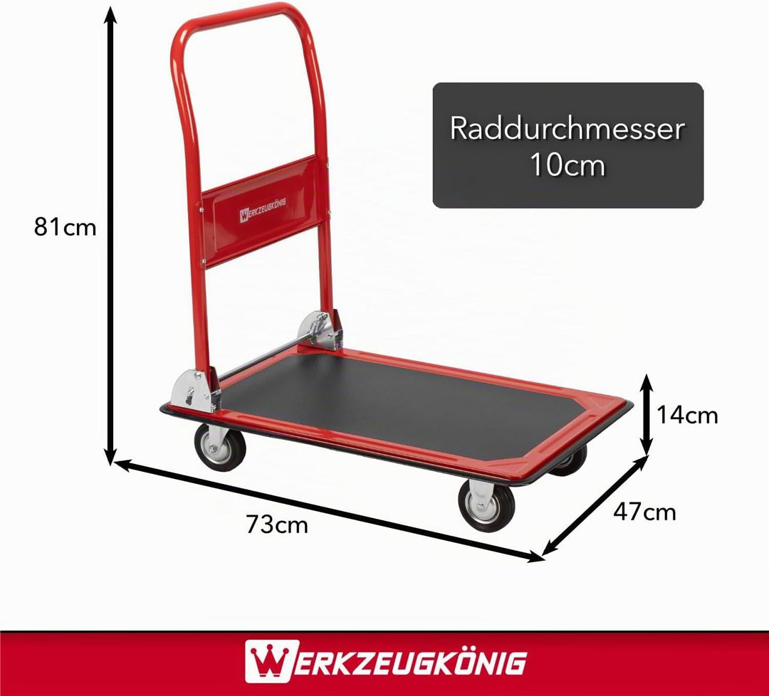 Plattformwagen 150kg Traglast - Transportwagen klappbar - Anti-Rutsch Ladefläche - Vollgummirollen -