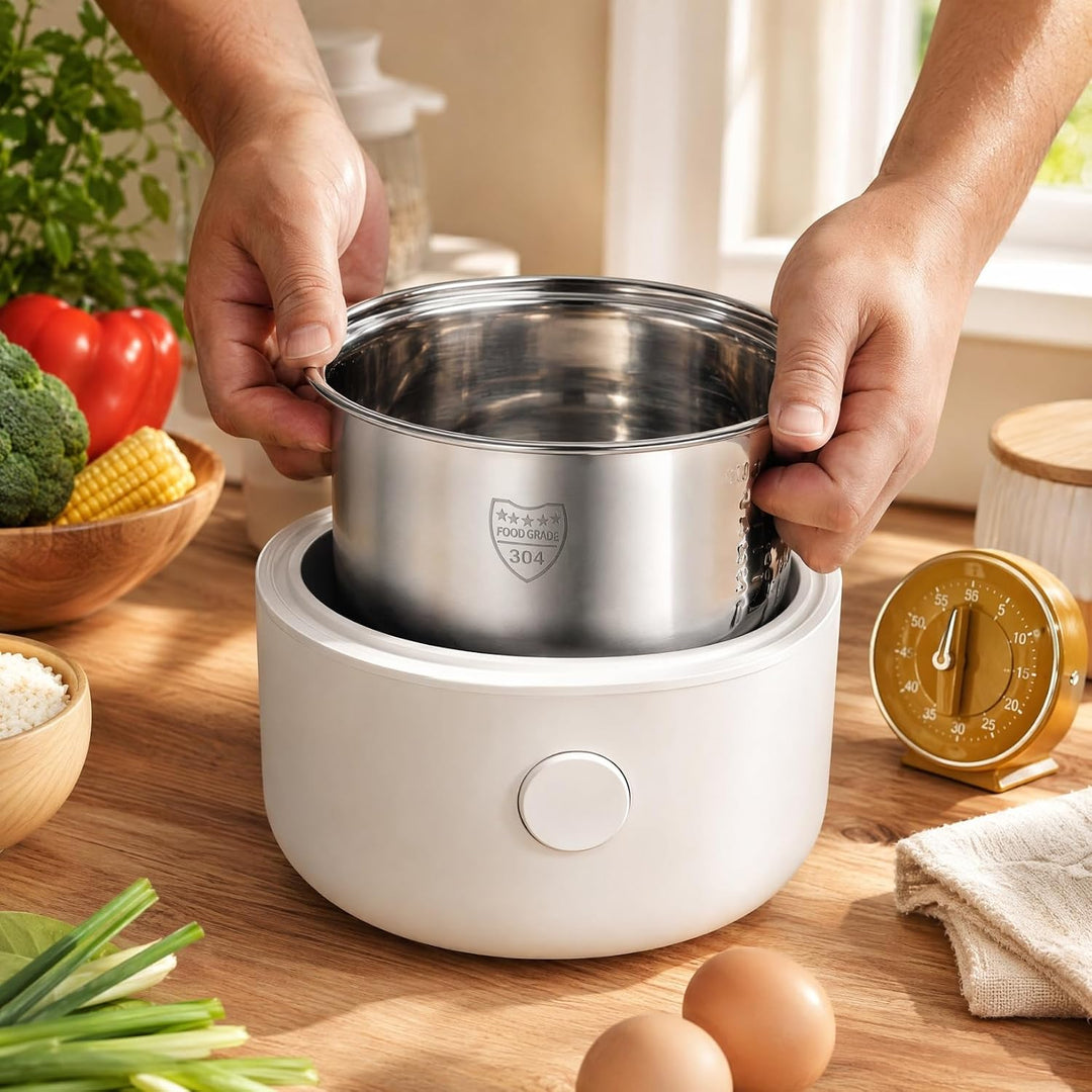 Amosfun Edelstahl Reiskocher Innentopf 2L Universal Ersatztopf FüR Elektrische Reiskocher Zum Kochen