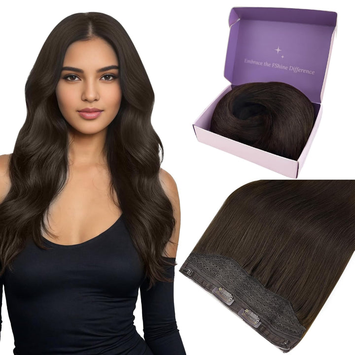 Fshine Remy Secret Wire Hair Extensions Echthaar 40cm/16Zoll Echthaar Extensions Fish Line Hair Dunk