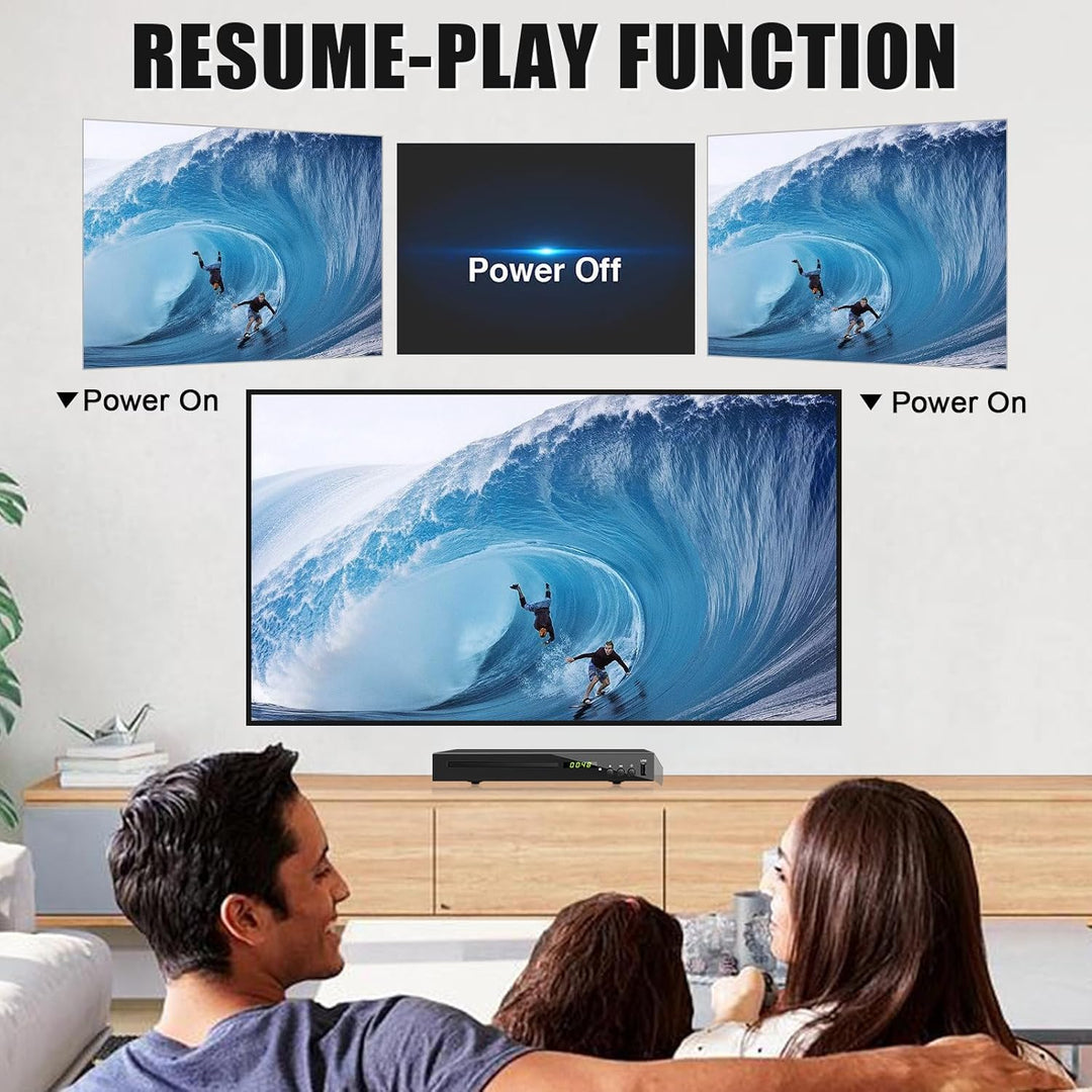 Blu-ray Player für TV, Kompakt Blu-ray-Disc-Player 1080P DVD-Player mit HDMI-Ausgang, AV-Ausgang, Ko
