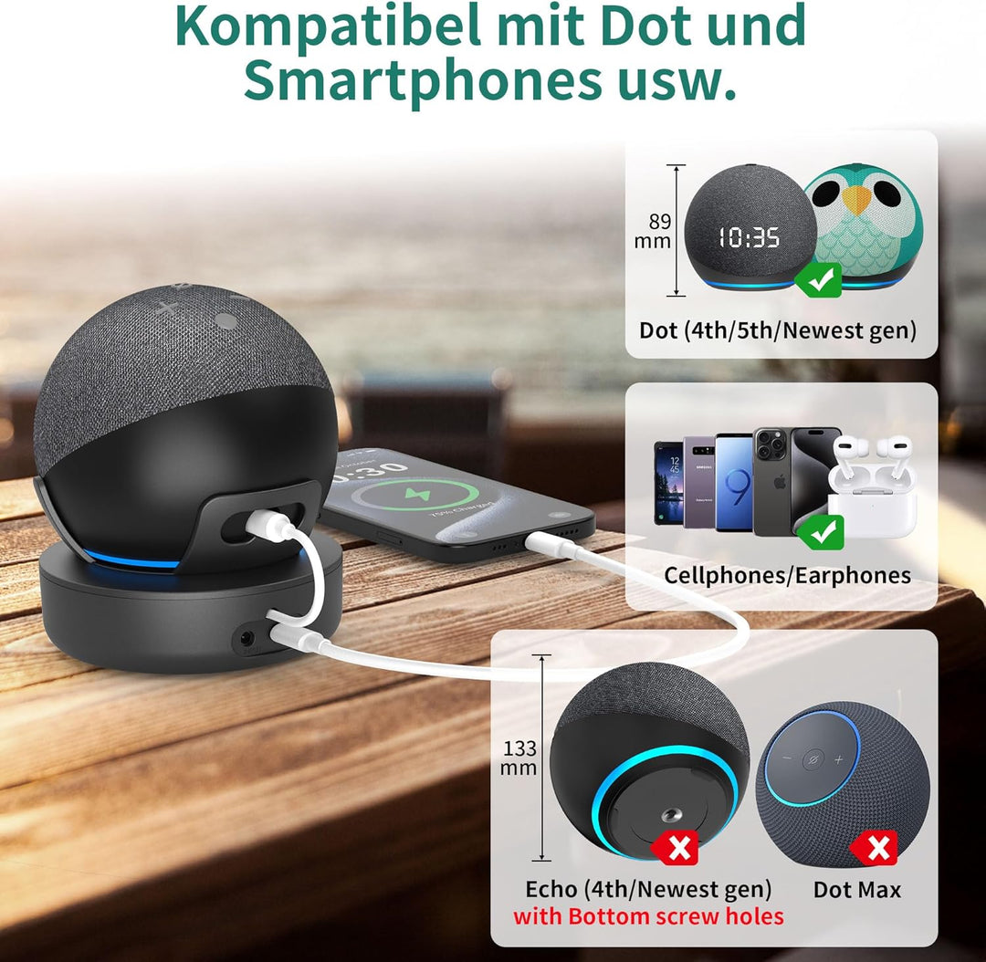 Tragbare Akku für 4. & 5. Gen Smart Lautsprecher Batterie Akkustation 5000 mAh kompatibel mit Smartp