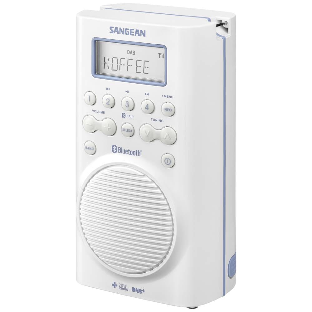 Sangean H-205D BT Wasserdichtes Duschradio (Bluetooth, DAB+, UKW-RDS, wasserdicht nach JIS7)