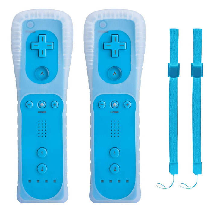2 WII Controller Fernbedienung Remote Game Linker Controller mit Silikonhülle Armban, ohne Motion Pl