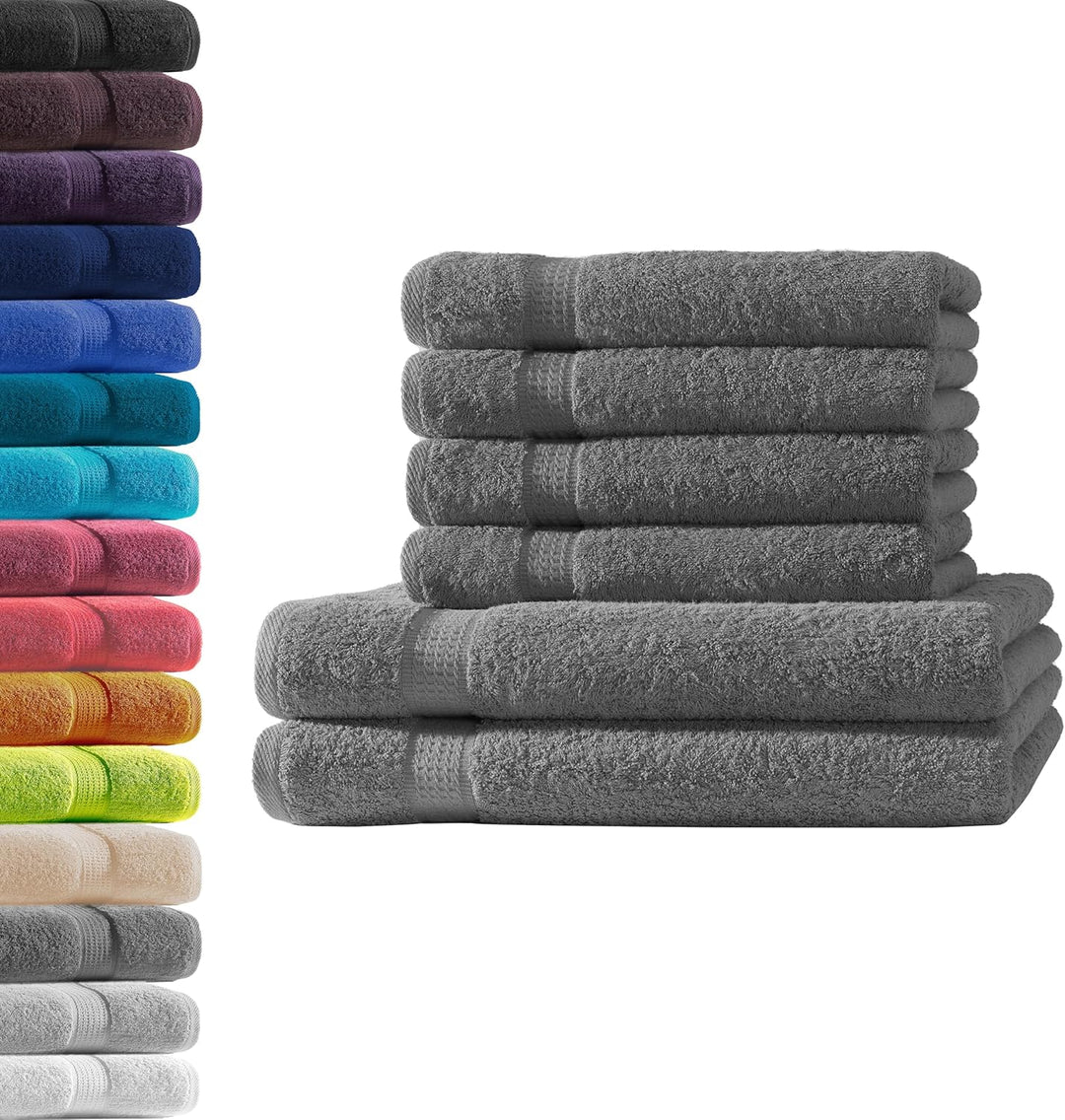 2X Duschtuch + 4X Handtuch | Anthrazit | 100% Baumwolle Frottier | Oeko-TEX® Standard 100 | Premium