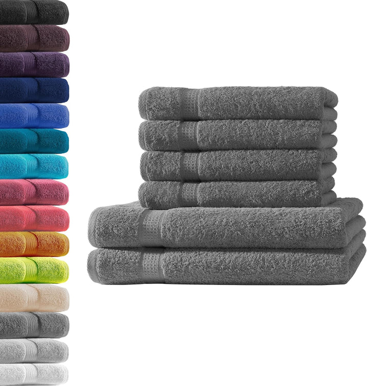 2X Duschtuch + 4X Handtuch | Anthrazit | 100% Baumwolle Frottier | Oeko-TEX® Standard 100 | Premium