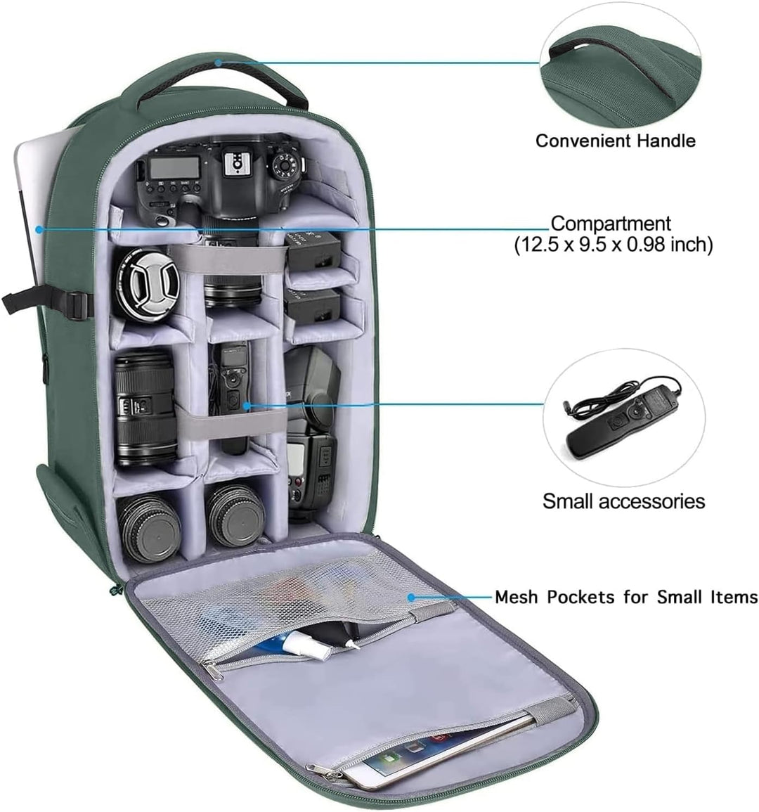 MOSISO Kamerarucksäck,DSLR/SLR/Spiegellose Schutz Einfügen Fotografie Kameratasche Voll Geöffnet Was