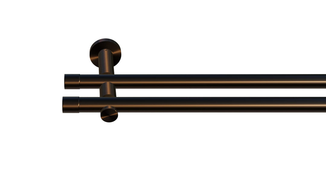 Tilldekor Gardinenstange HIGH-LINE ANDRAX, braun-antik, Ø 20 mm,2-Lauf, 120 cm, inkl. Trägern und En