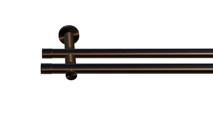 Tilldekor Gardinenstange HIGH-LINE ANDRAX, braun-antik, Ø 20 mm,2-Lauf, 120 cm, inkl. Trägern und En
