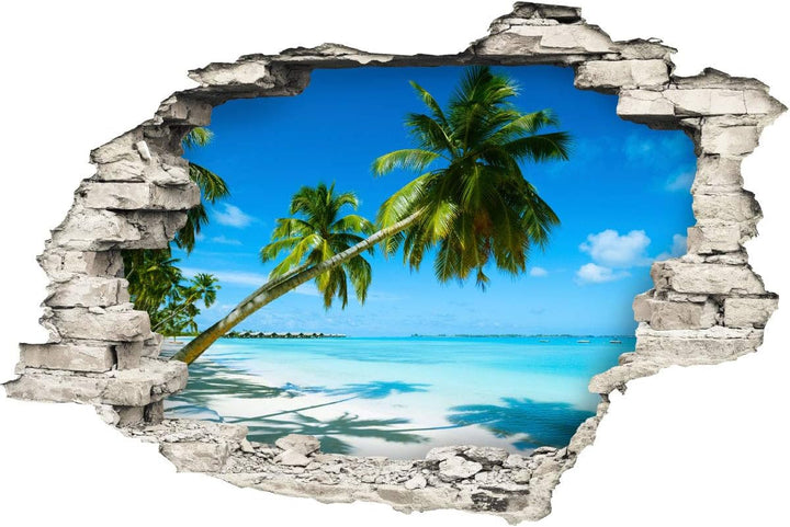 Sticker 3D Effekt |Wandaufkleber Tropische Landschaft - Tapete Dekoration optische Täuschung Raum un