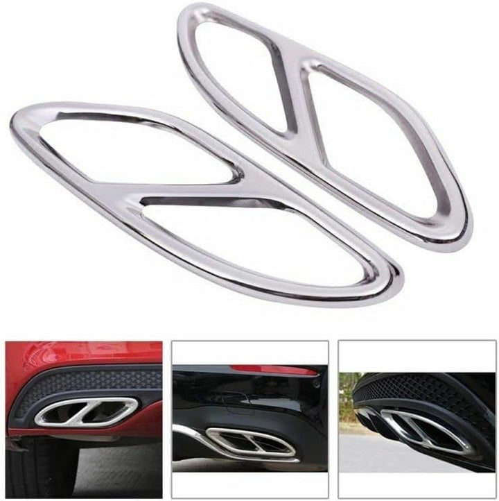 Baceyong 2 Stück Edelstahl Auspuffblenden für M-ercedes-B-enz C-Klasse W205 C205 A205 S205, Chrom Sp
