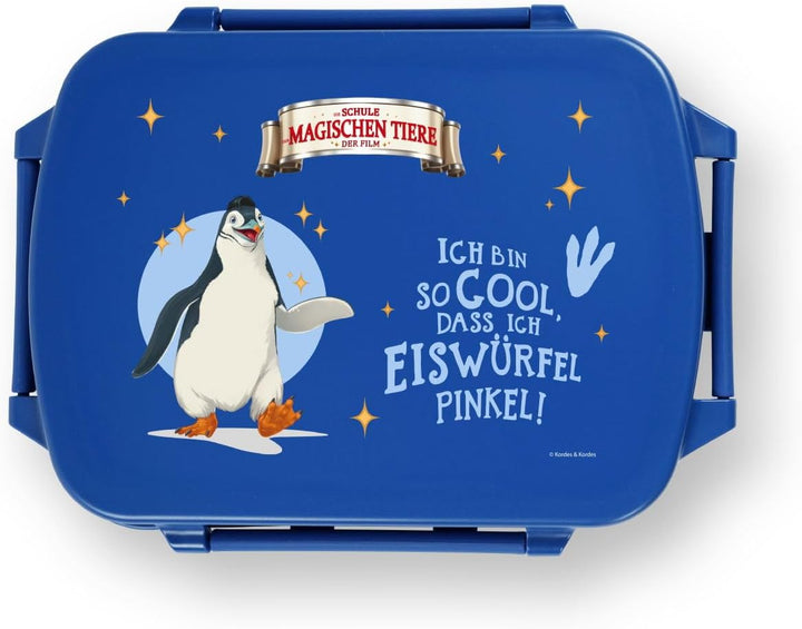 AWAVE Die Schule der Magischen Tiere Brotdose Kinder mit Fächern rPET Blau Juri Snackbox 1 L mit Dec