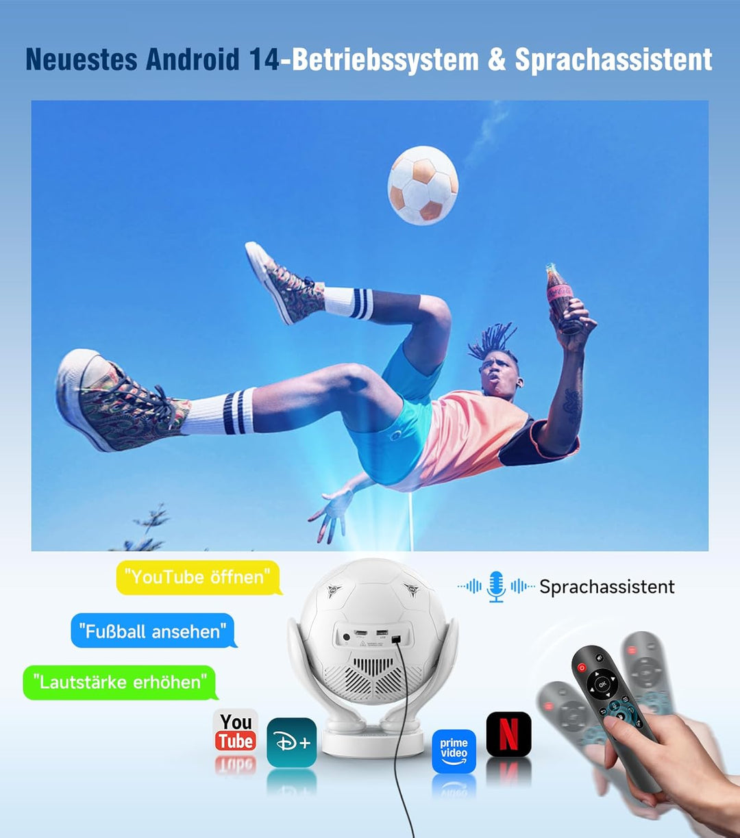 Magcubic Mini Beamer 4K mit Native 1080P Full HD & 400 ANSI Lumen, Android 14 Portable Projektor ide