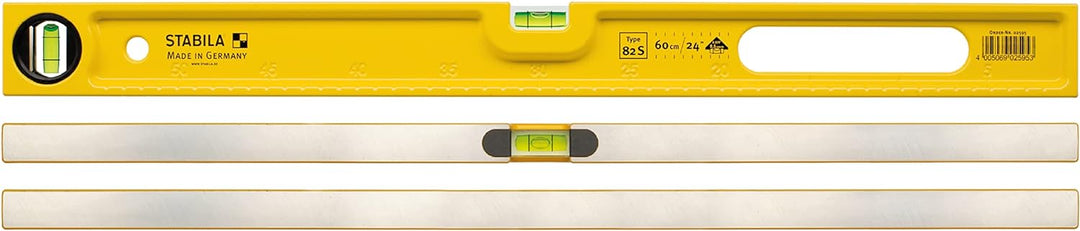 STABILA Wasserwaage Type 82 S, 60 cm, mit abriebfester Skala, Gelb, 60 cm