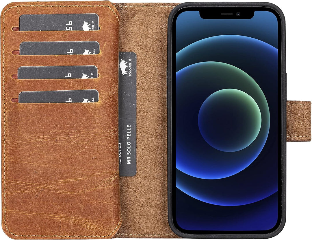 Solo Pelle Lederhülle kompatibel für iPhone 13 Pro in 6.1 Zoll abnehmbare Hülle (2in1) Harvard Doubl