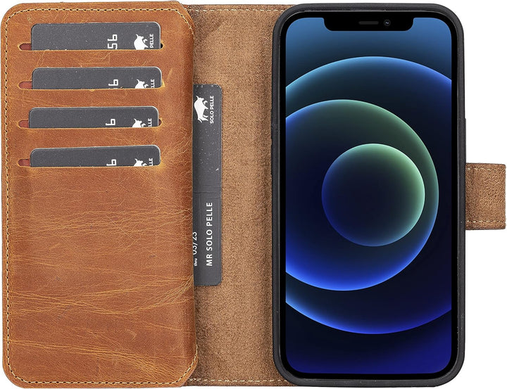 Solo Pelle Lederhülle kompatibel für iPhone 13 Pro in 6.1 Zoll abnehmbare Hülle (2in1) Harvard Doubl