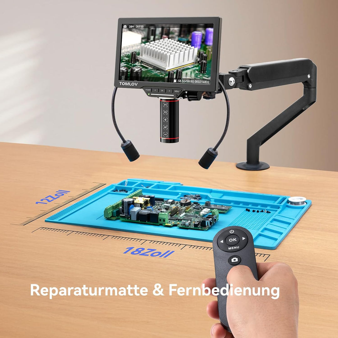 TOMLOV TM3K-AF Flex Autofokus Mikroskop Digital: HDMI IPS Münzvergrösserer mit Gen 6 Flex Arm & Verb