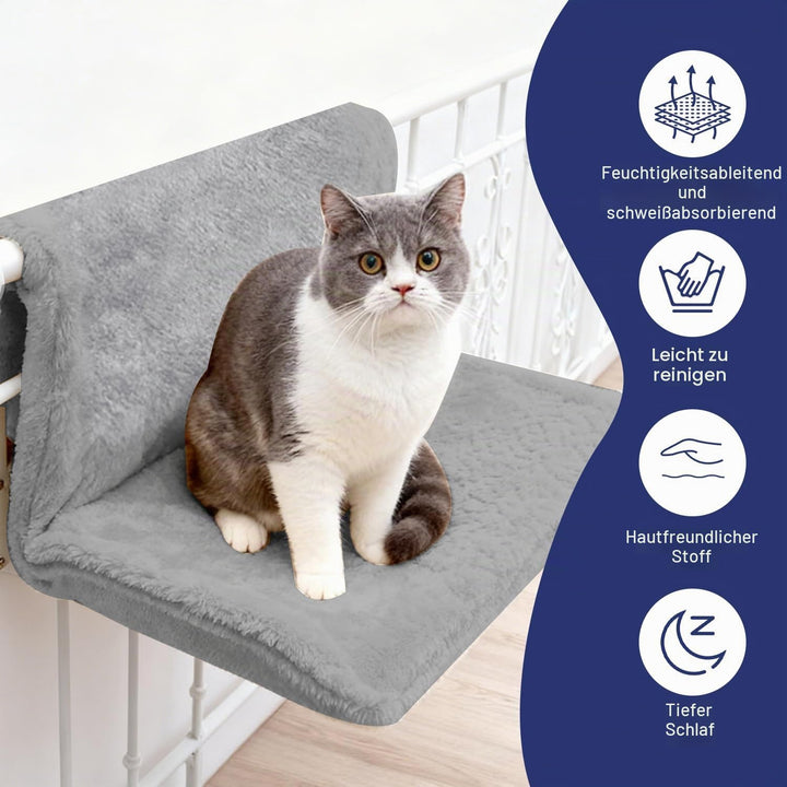 Katzenbett Heizun, Heizkörperbett für Katzenmit weichem Plüsch, Katzenheizungsliege Katzenhängematte