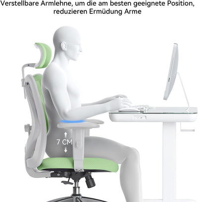 SIHOO M18 Bürostuhl ergonomisch, Computer-Schreibtisch Stuhl mit Verstellbarer Kopfstütze und Lenden