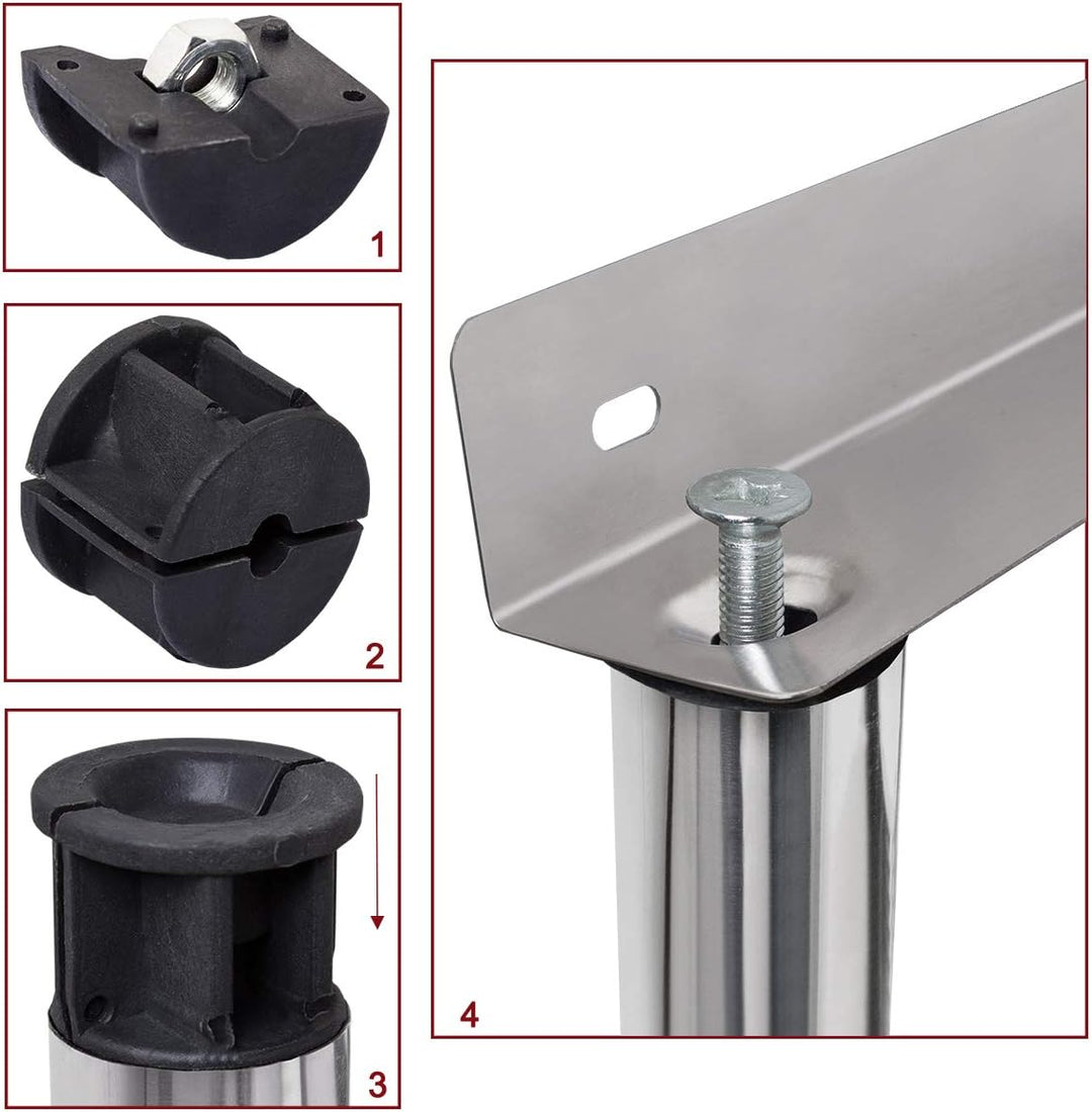 Beeketal 'BTA-180' Küchen Arbeitstisch Aufsatzboard 180 cm aus Edelstahl mit 2 Ablageflächern (Tragk