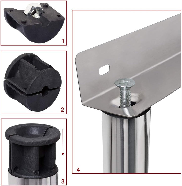 Beeketal 'BTA-180' Küchen Arbeitstisch Aufsatzboard 180 cm aus Edelstahl mit 2 Ablageflächern (Tragk