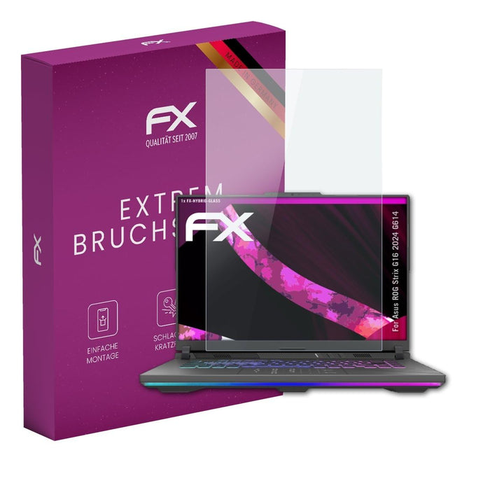atFoliX Glasfolie kompatibel mit Asus ROG Strix G16 2024 G614 Panzerfolie, 9H Hybrid-Glass FX Schutz