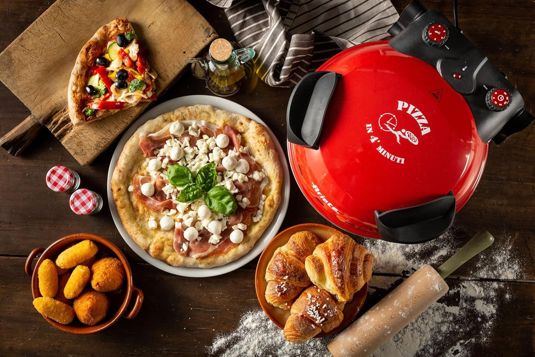 Ariete 909, Pizzaofen, 400°C, Platte aus feuerfestem Stein, backt Pizza in 4 Minuten, 33 cm Durchmes