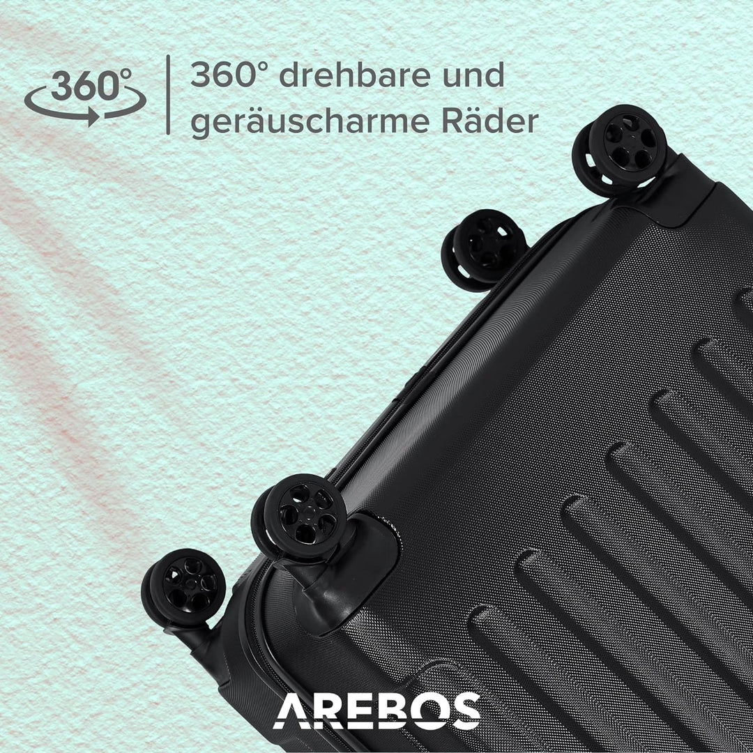 Arebos 4tlg. Hartschalenkofferset I ABS-Hartschale I Trolley Kofferset I Reisekoffer mit Teleskopgri