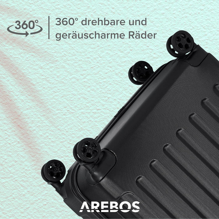 Arebos 4tlg. Hartschalenkofferset I ABS-Hartschale I Trolley Kofferset I Reisekoffer mit Teleskopgri