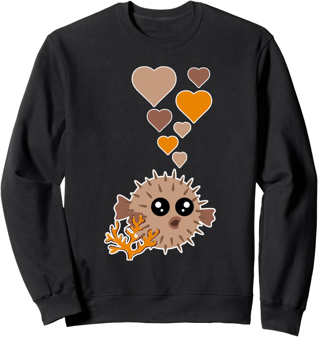 Netter Kugelfisch mit Herzen Sweatshirt