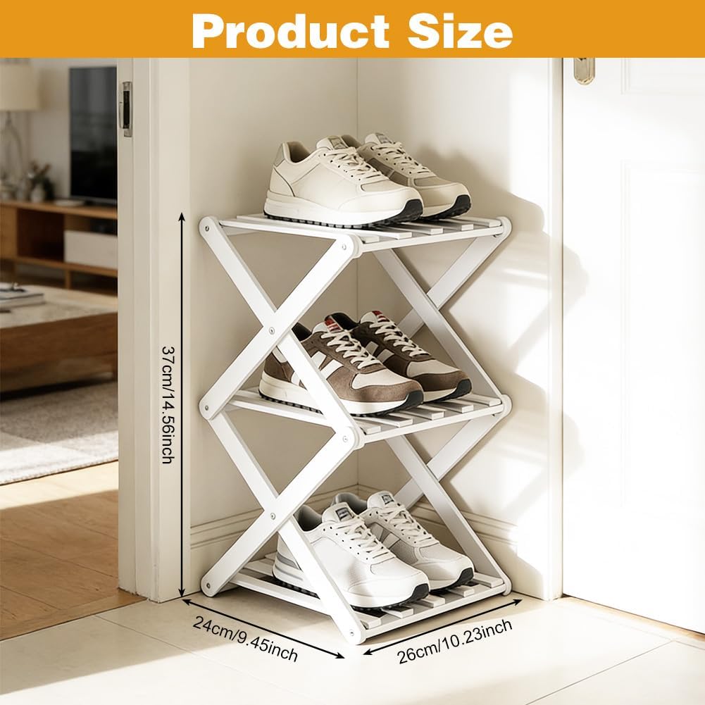3 Ebenen Schmal Schuhregal, Faltbares Schuhregal, Mehrschichtiges Hoch Schuhregale Platzsparend, Kle