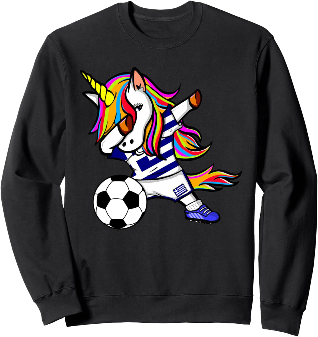 Dabbing Einhorn Griechenland Fussball - Griechische Flagge Sweatshirt