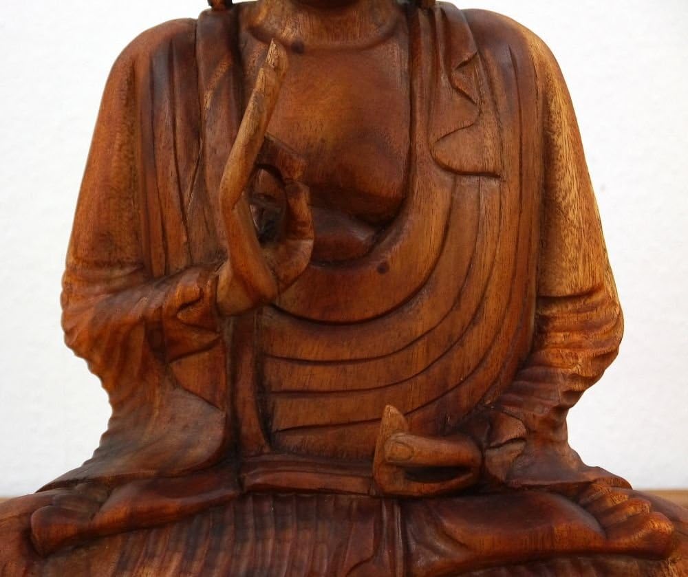 livasia Buddha Figur aus Holz 50cm hoch – Balinesische Handwerkskunst – Buddha Figuren aus Suarholz,