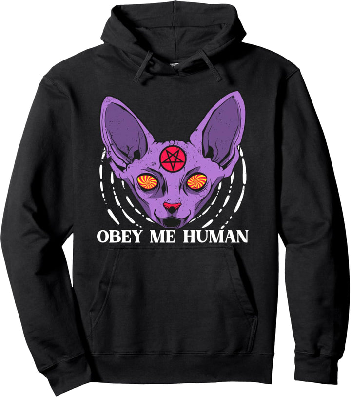 Obey me human sphynx cat okkult, Satanic Halloween Kunst Pullover Hoodie