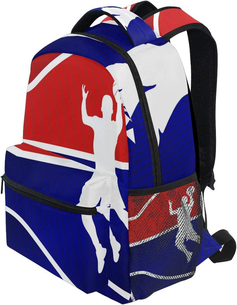 Blauer Basketball Hintergrund Schulrucksack für Jungen Mädchen Kinder Reisetasche Bookbag