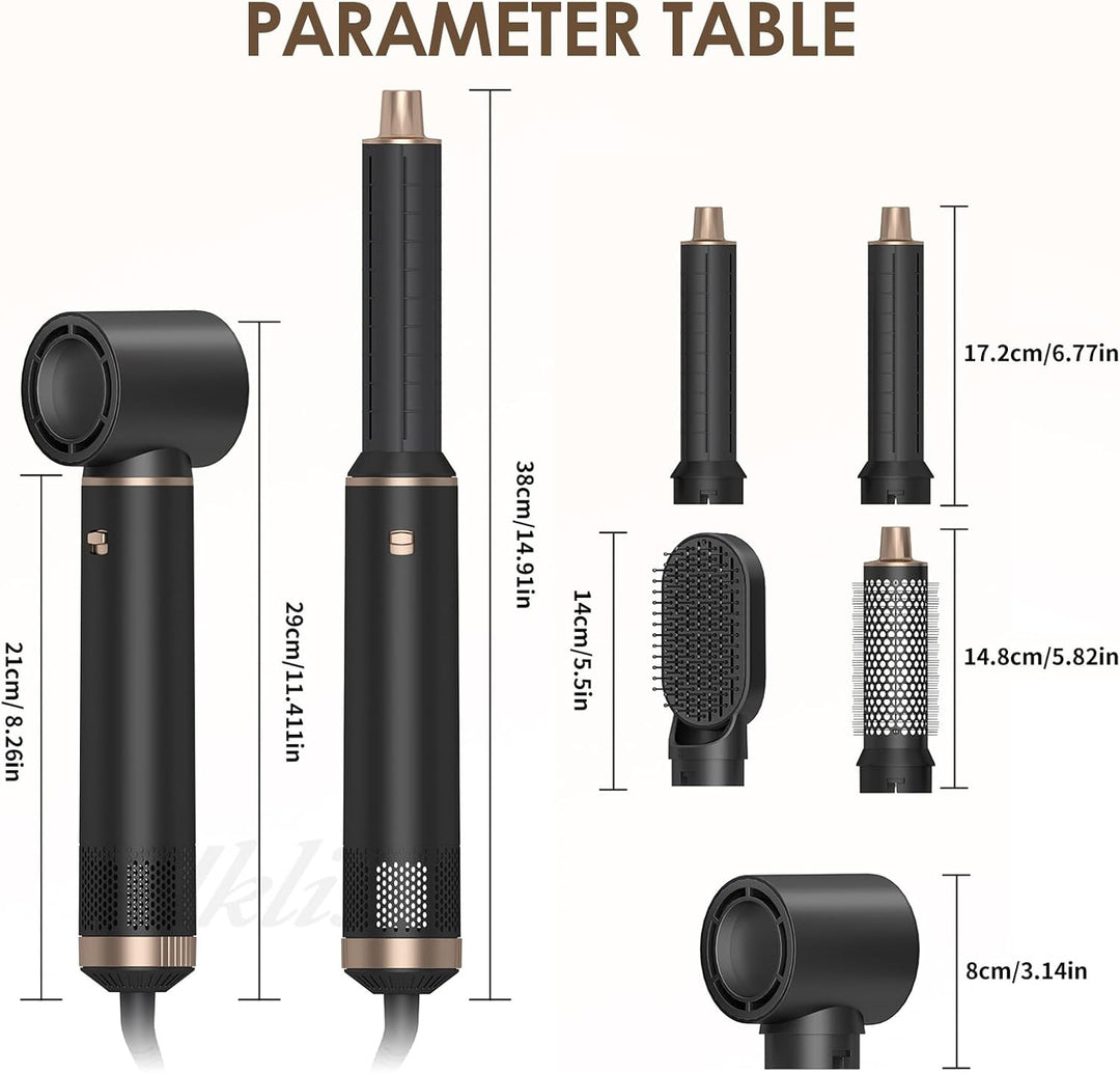 HyAdierTech Hairstyler Set mit Lockenstab, 5 In 1 Airstyler Set mit Föhn, Föhnbürste, Warmluftbürste