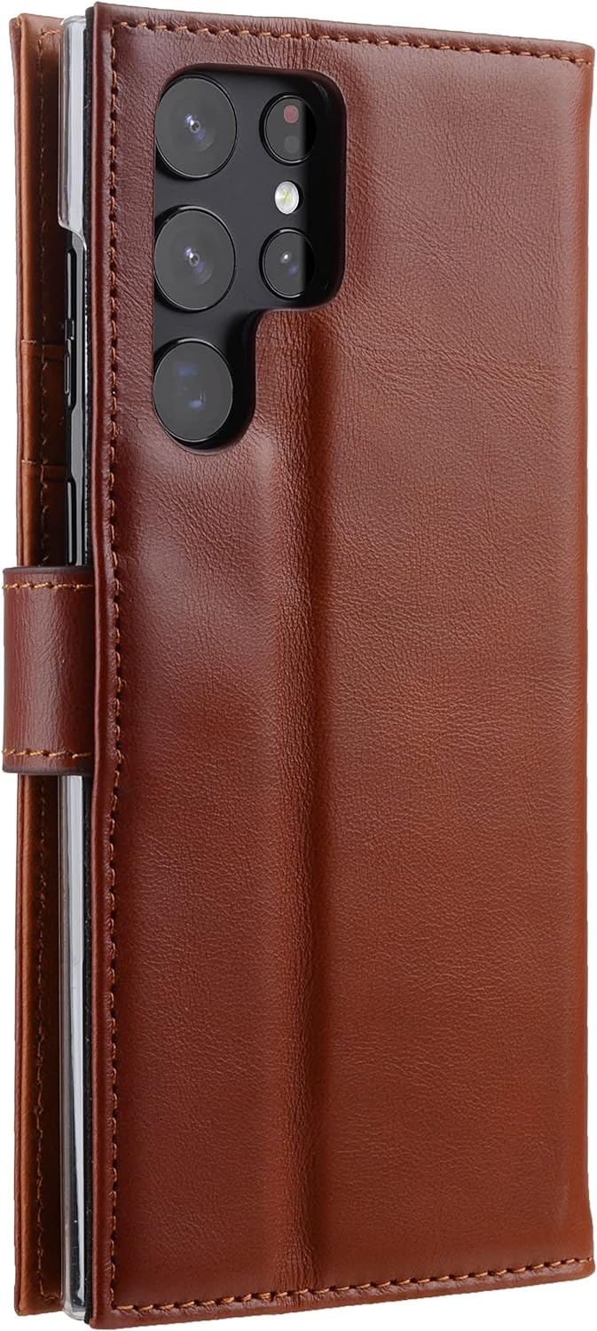 STILGUT Talis kompatibel mit Samsung Galaxy S22 Ultra Hülle mit Kartenfach aus Leder, Wallet Case, L