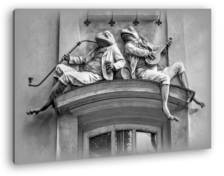 deyoli lustige Froschmenschen Skulpturen Effekt: Schwarz/Weiss Format: 100x70 als Leinwandbild, Moti