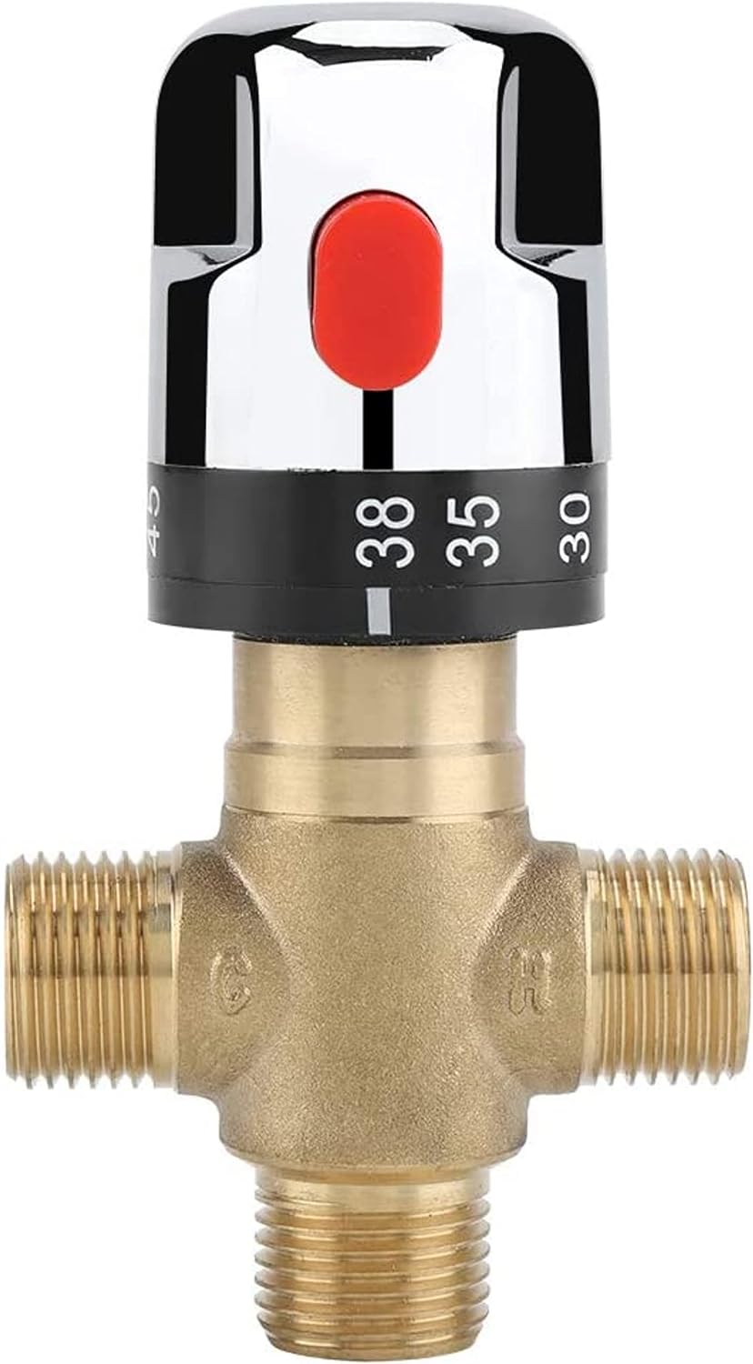 Baverta Thermostatisches Mischventil, Messing Thermostatsteuerungs Mischwasser Mischerventil, Dusche