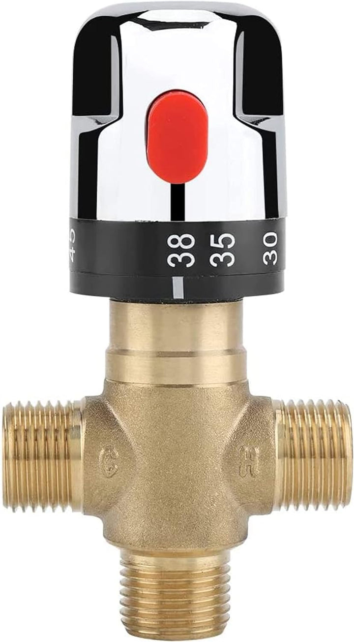 Baverta Thermostatisches Mischventil, Messing Thermostatsteuerungs Mischwasser Mischerventil, Dusche