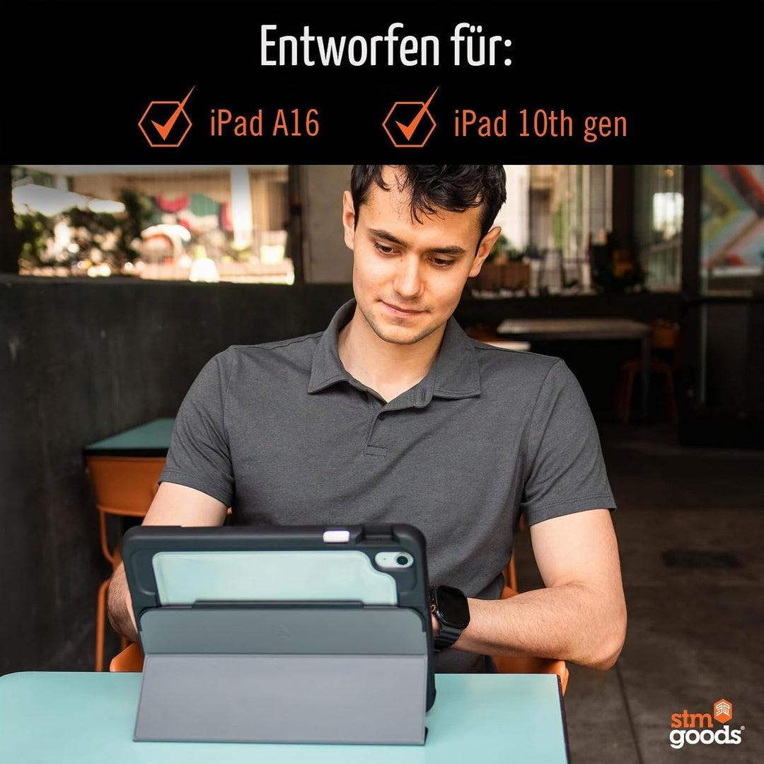 STM Goods Dux Ultra Case kompatibel mit Apple iPad 11" (A16, 11. Gen, 2025) - schwarz/transparent (M