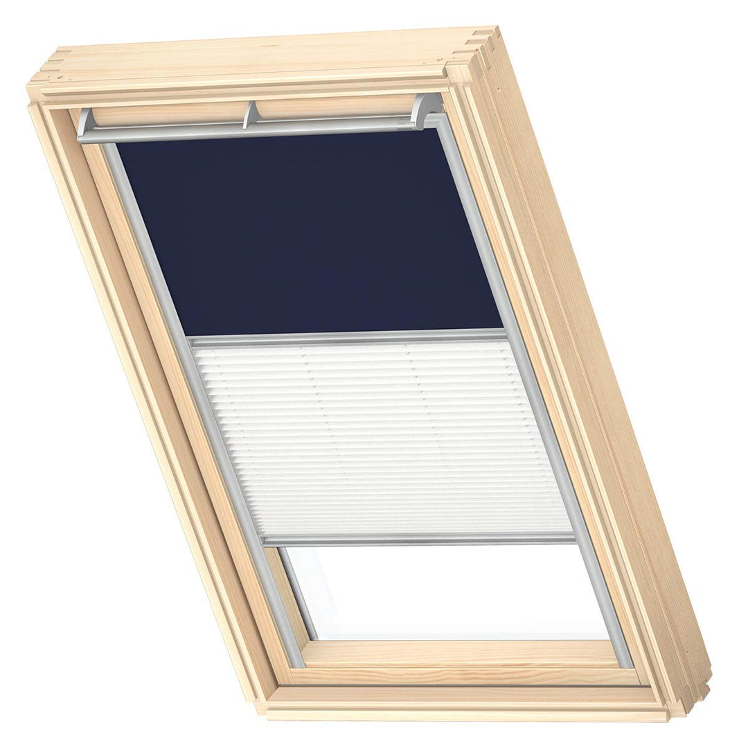 VELUX Original Dachfenster Duo Verdunkelungsrollo für MK06, Dunkelblau, mit Grauer Führungsschiene M
