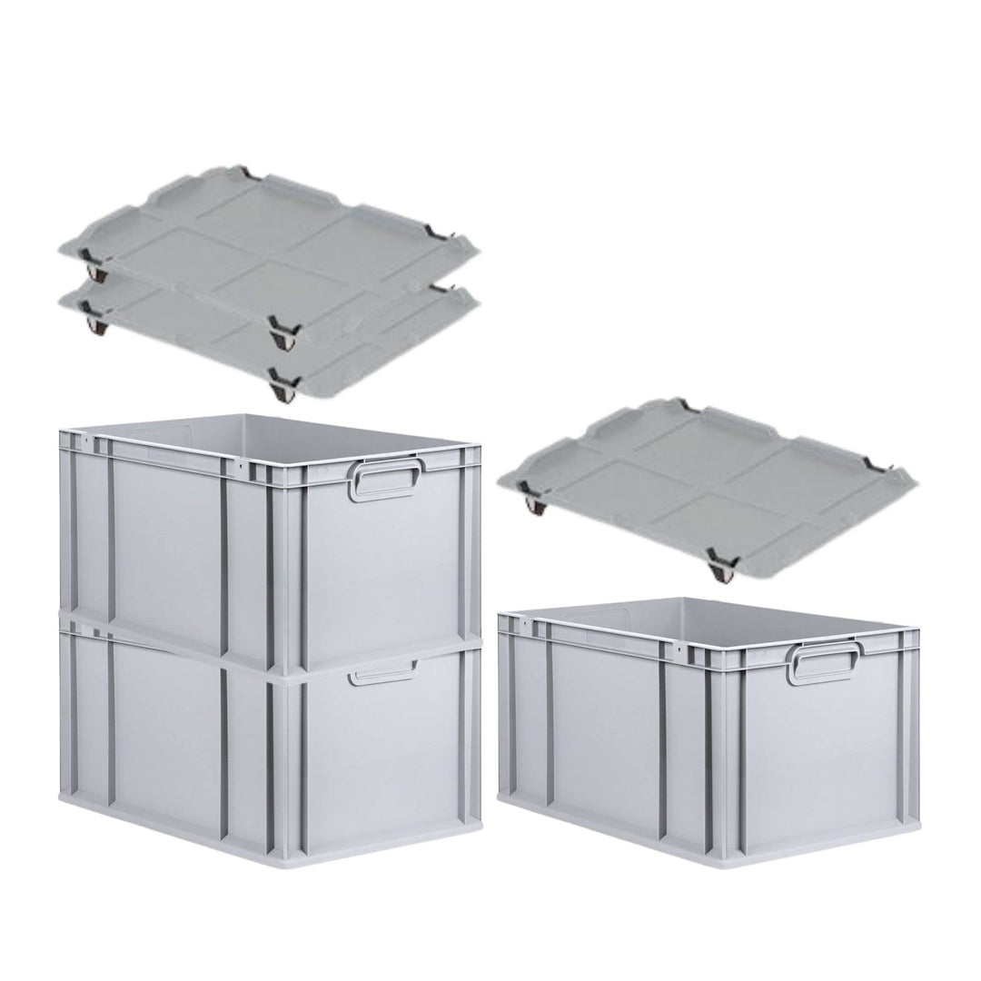 PROREGAL SuperSparSet 3x Eurobox NextGen Economy mit Auflagedeckel und 4x Schiebeschnappverschlüsse