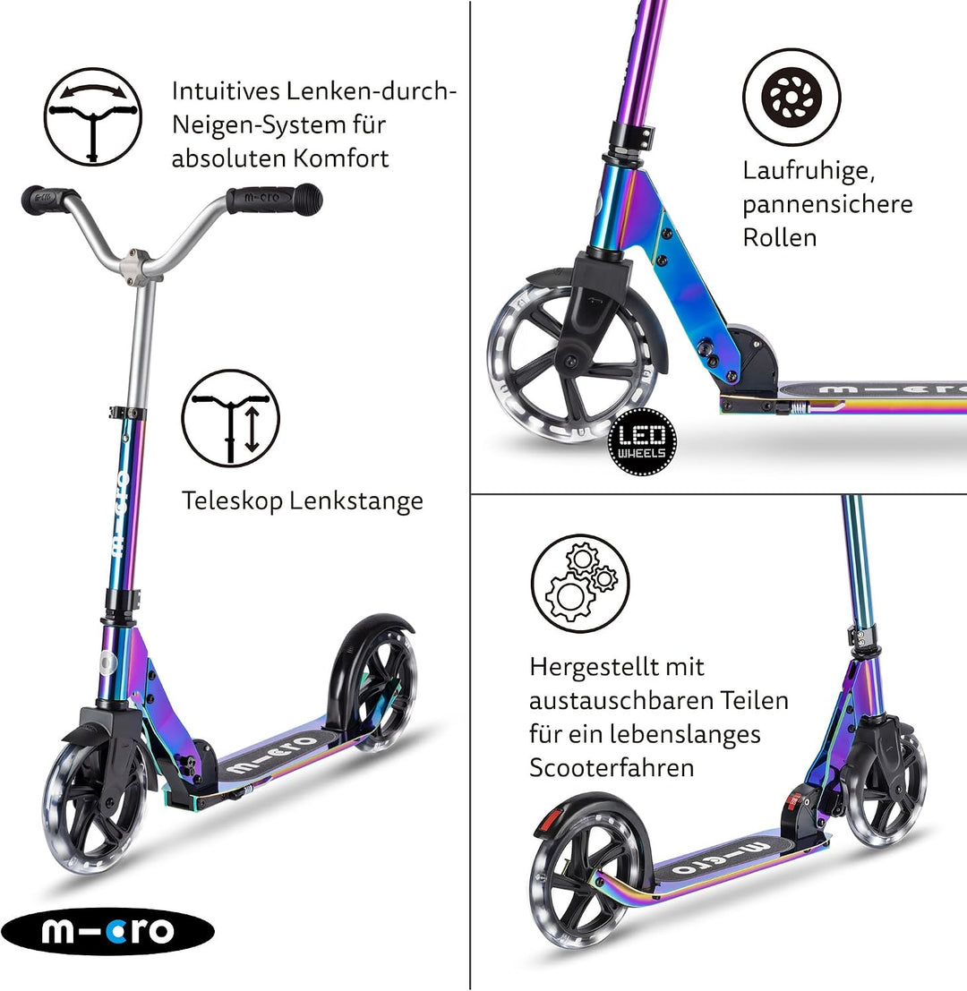 Micro Cruiser Scooter zum cruisen Kinderscooter ab 5 Jahren Einheitsgrösse neochrome, Einheitsgrösse