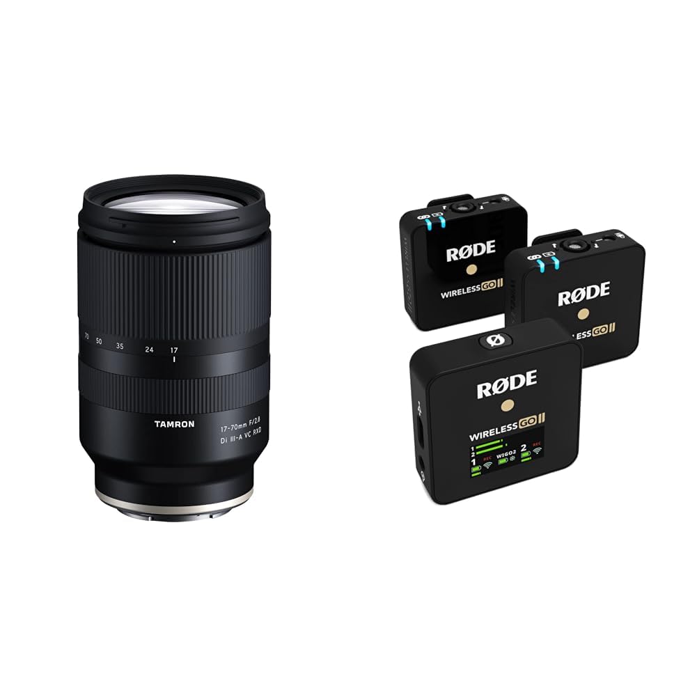 TAMRON 17-70mm F/2.8 Di III-A VC RXD Zoom-Objektiv &amp; RØDE Wireless GO II Ultrakompaktes Kabelloses Z