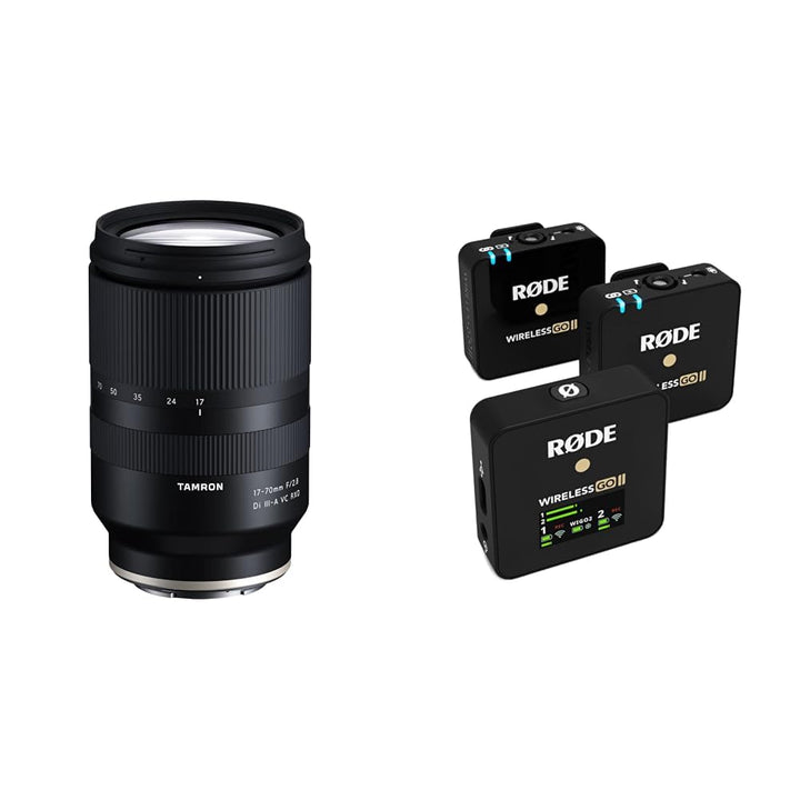 TAMRON 17-70mm F/2.8 Di III-A VC RXD Zoom-Objektiv &amp; RØDE Wireless GO II Ultrakompaktes Kabelloses Z