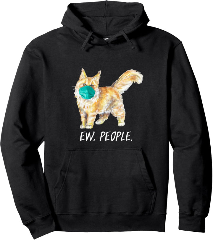 MAINE COON Katze mit Gesichtsmaske Mundschutz Pullover Hoodie
